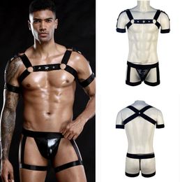 Bras Sets Mens Full Body Harness Clothes Set Fetish Gay Elastic Band Chest Leg Belts Straps BDSM Bondage Male Punk Rave Lingerie5801588