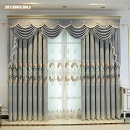 Curtains European Style Curtain Shading Embroidery Light Luxury Finished Product Curtains for Living Room Dining Room