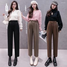 Women's Pants Chic Fashion Ladies Wear Fit OL Woolen Harlan Women Clothing Girls High Waist Trousers Female Streetwear Clothes BPy809