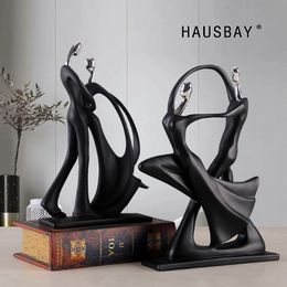 Resin Dancing Couple Statue European Sculpture Abstract Figurines Creative Crafts Wine Cabinet Home Decoration Ornaments D131 T200269T
