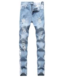 Unique Mens Retro Ripped Skinny Jeans Fashion Designer Vintage Straight Leg Slim Fit Motocycle Scratched Biker Denim Pants JB5372501429