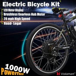 Polijstpads Voilamart 26" 1000w 48v Rear Wheel Electric Bicycle Conversion Kit with Lcd Metre E Bike Motor Conversion Kit Free Shipping