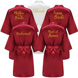 Women's Sleepwear Burgundy Women Bathrobe Gold Letter Bride Bridesmaid Mother Maid Of Honour Get Ready Bridal Party Robes Gifts Dressing Gown