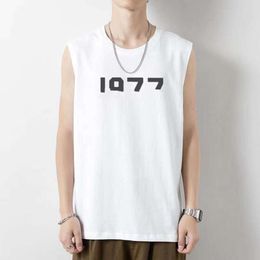 summer men vest designer tank tops mens fashion digital print vests round neck sleeveless shirt cotton loose pullover sweatshirt three Colour