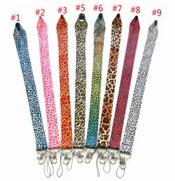Leopard Lanyards Cheetah CellPhone Bracelet Key Chain Necklace Work ID card Neck Fashion Strap Black For Phone 9 Colors9244890