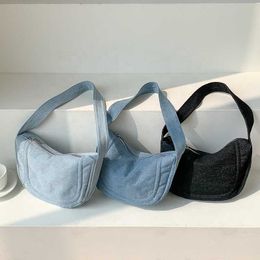 HBP Non-Brand New Korean High Quality Denim Fabric Shoulder Bag Appearance Level Dumpling Canvas Hand Simple Light Blue