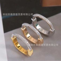 Designer tiffay and co Lock Head Ring V Gold Lucky Half Diamond U-shaped Set with for Men Women 1