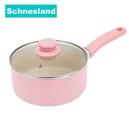 Schnesland Nonstick Coating Aluminium Saucepan with Lid Milk Pot 240304