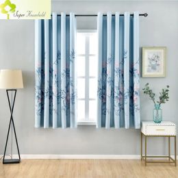 Curtains Pastoral Printed Short Curtains for Children's Bedroom Kids Window Treatments Curtain for Kitchen Living Room Blackout Drapes