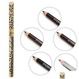 Eyebrow Enhancers Waterproof Pencil With Brush Make Up Leopard Eyeliner Maquiagem 5 Colors Shadow To Metal Makeup Tool Drop Delivery H Otof6