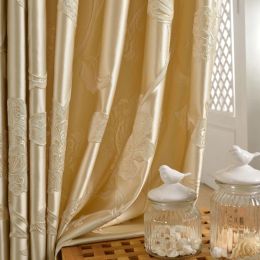 Curtains New Chinese Curtains Peony Jacquard Gold Curtains for Living Dining Room Bedroom Highpresicion Camel Blue Highshading Curatins