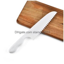 Knives Plastic Kids Fruit Knife Kitchen Lete Salad Serrated Cutter Diy Cake Knifes 28.5X5Cm Drop Delivery Home Garden Dining Bar Flatw Dhnjv