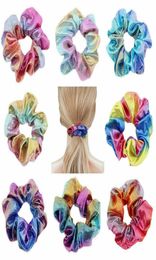 12 Colours Tie dye laser Scrunchie Women Girls Elastic Hair Rubber Bands Accessories Women Tie Hair Ring Rope Ponytail Holder Headd2600413