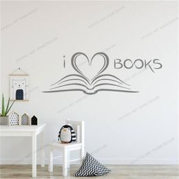 Wall Stickers Bookworm Library Literature I Love Books Sticker Decal Reading Room Removable Self Adhesive Wallpaper Mural CX9963060