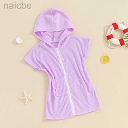 Girl's Dresses Baby s Zipper Terry Cover Up Hooded Up Hoodie Shower Bath Wrap Body Dress Swimwear ldd240313