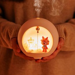 Cute Cartoon Romantic Lamp Mini Air Humidifier USB Aromatherapy Essential Oil Diffuser for Kids Room Fragrance Perfume 240301