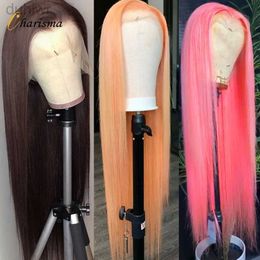 Synthetic Wigs Synthetic Wigs Charisma Synthetic Lace Front Wig Long Silky Straight Hair Dark Brown Wigs for Women Natural Hairline Wig Cosplay ldd240313