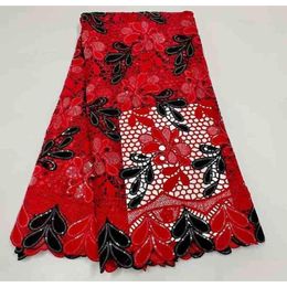 Fabric Red Black Guipure Sequins Cord Lace European Tailor Asoebi Design For Wedding Dress Sewing Materials Drop Delivery Apparel Clo Dhfjw
