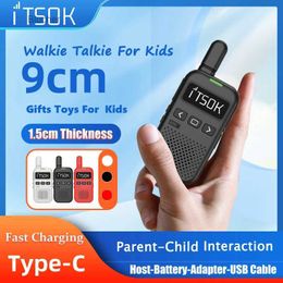 Walkie Talkie 2pcs Mini Toy ITSOK M1 1~5 Km UHF Kid Gifts Tablet Colorful Fuselage Two Way Radio Long Range Profesional Walkie TalkieL2403L2403