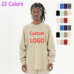 DIY Custom 22 Colors 100%Cotton Soft Autumn Long Sleeved T Shirt for Men Women Plain Shirt O-Neck Oversized 240313