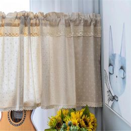 Curtains Free Shipping Quality Pastoral Beige Lace Curtain Lovely Coffee Curtain Kitchen Closet Short Drapes Small Blinds Purdan Valance