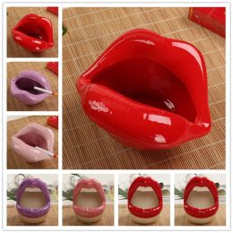 Planters Multicolor Ceramic Lips Shape Flower Pots Sexy Mouth Ashtray Bone China Vase Green Plant Container