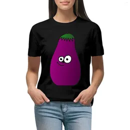 Women's Polos Happy Smiling Eggplant T-shirt Summer Top Cute Clothes Plus Size Tops T Shirts For Women