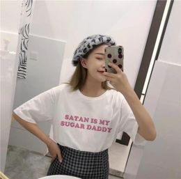 Summer Fashion Tops Tee Satan Is My Sugar Daddy Tumblr Girls Shirt Aesthetic Clothing Baby Kawaii casual Harajuku TShirt1819850