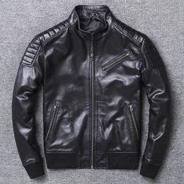 Pilot Sheepskin Real Men Leather Jacket Slim Short Aviation Motorcycle Genuine Leather Bomber Jacket Large Size 4XL Flight Coats 240309