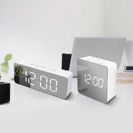 LED Wall Clock Watch Modern Brief Design 3D DIY Electronic Large Mirror Table Alarm Clocks Office Kids Room Date Time Desk Clock 2244B