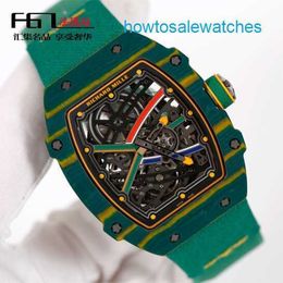 Famous Watch RM Watch Grestest Watch RM67-02 Ntpt Carbon Fiber Quartz Titanium Metal Dial Machinery World Famous Chronograph