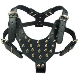 Large Dog Rivets Spiked Studded PU Leather Dog Harness for Pitbull Large Breed Dogs Pet Products254a