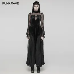 Vestidos casuais punk rave feminino gótico elástico veludo malha renda vestido longo festa clube oversized ondulado hem preto mulheres