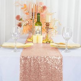 5pcs8pcs10pcsWedding Sequin Shiny Table Runner for Christmas Birthday Party Baby Shower Dinning Cover Home Decor 240307