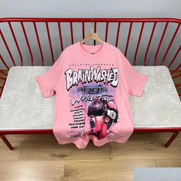 Mens T-Shirts Fashion Women Tees Luxurys Designers Hellstar Pink Tee Men Casual Short Sleeve Street Designer Top Drop Delivery Apparel Otbhu