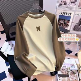 American Hoodie New Round Neck Embroidered Raglan Sleeves With A Loose Top For Women's Clothing In Autumn And Winter 2023 Style Utumn Nd Style utumn nd
