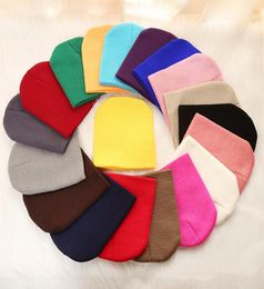 15 Years Kids Infants Plain Knit Beanie Ski Hat Skull Caps Slouchy Thick Knitted Winter Hats Children Solid Blank Colour Beanies E7959673