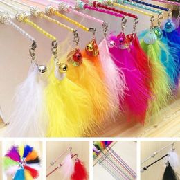 USD1 85 PC pet cat kitten toys fishing pole cat sticks playing toys mixed colors 20pcs lot2020