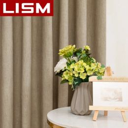 Curtains LISM Linen Blackout Curtains For Bedroom Window Solid Blinds Curtain for Living Room Cortina Rideau Tende Custom Made Home Decor