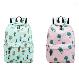 School Bags DOME Waterproof Fairy Ball Plant Printing Backpack Women Cactus Bookbag Cute Bag For Teenage Girls Kawaii Pink Green Knap