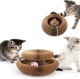 Toys Magic Organ Cat Scratching Board Cat Toy Foldable Convenient Cat Scratcher Durable Recyclable Comes with a Toy Bell Ball