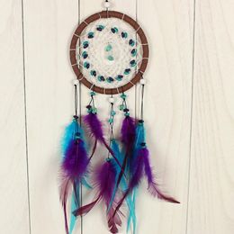 Antique Imitation Dreamcatcher Gift checking Dream Catcher Net With natural stone Feathers Wall Hanging Decoration Ornament GA461235o