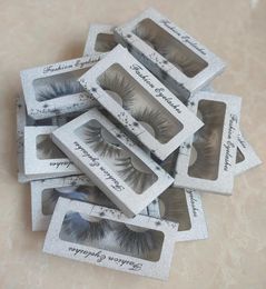 Whole 25mm long and dramatic real mink eyelashes 5D large lashes false eyelash Packing In Silver glitter paper box 15 styles f8103439