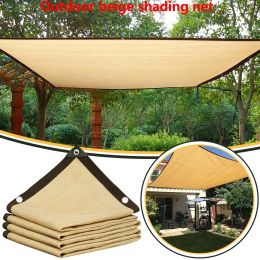 Nets Outdoor Courtyard Garden Shading Net Terrace Awnings Camping Shade Cover Mesh Beige UV Protection Sunscreen Fabric Shade