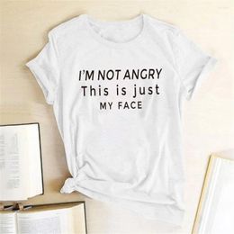 Women's T Shirts Seeyoushy I'm Not Angry This Si Just My Face Print Women T-shirt O-Neck Summer Funny Aesthetics Tops Ropa De Mujer