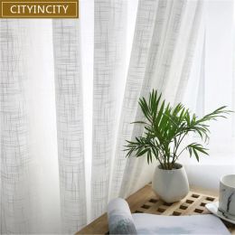 Curtains CITYINCITY Tulle American Curtains for Living room Soft White Voile solid Rural Tulle Curtain for bedroom ready made curtain