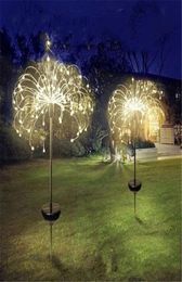 Solar Powered Outdoor Grass Globe Dandelion Fireworks Lamp Flash String 90 120150 LED For Garden Lawn Landscape Holiday Light9684002