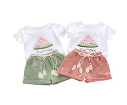 Summer Baby Girl Tshirt Short Sleeve Watermelon Printing Clothes Clothing Cotton Kids Children Sets s Outfits 2108047017848