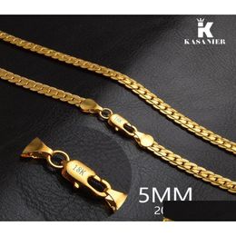 Chains Men Sideways Link Chain Necklaces 5Mm Width 18K Gold 20Inch Neck Curb Snake Wedding Fashion Jewellery Drop Delivery Pendants Dhznd