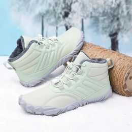 Snow Walking Winter Shoes Boots Waterproof 326 Men Barefoot Ankle 36-46 Couple Outdoor Hiking Fur Warm Plush 45 474 5